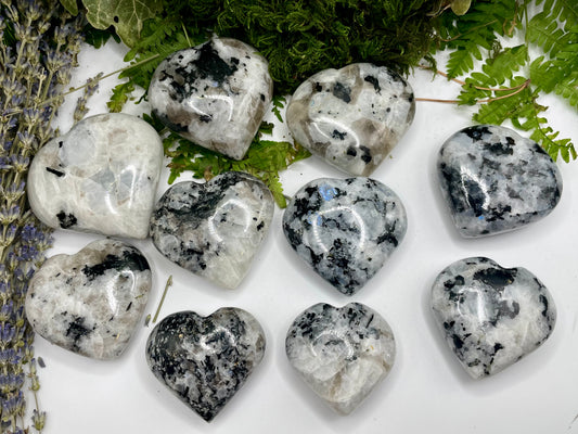 High Grade Flashy Rainbow Moonstone Hearts | Crystals | Reiki | Chakra | Healing | Witchcraft | Wiccan | Pagan | Stones | Gemstones