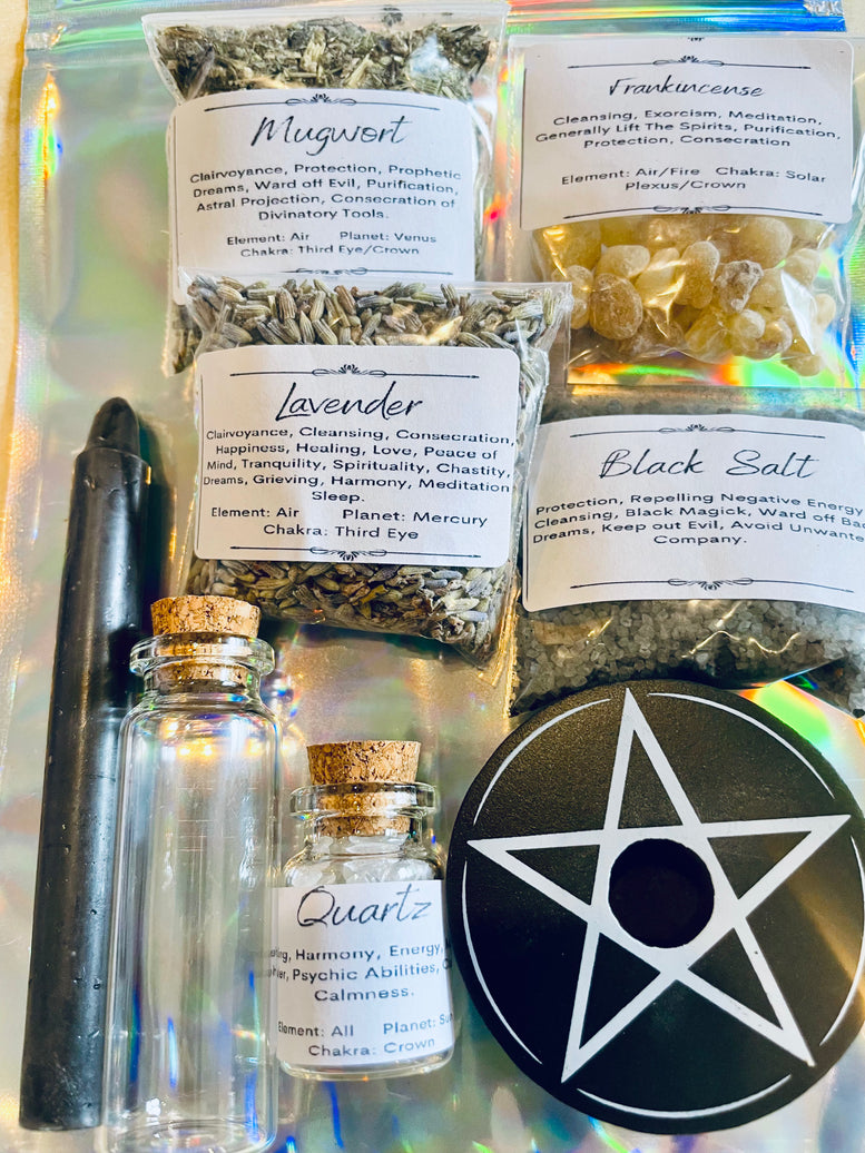 Protection Spell bottle Making Kit | Black Salt | Pagan | Witchcraft | Wiccan | Spell | Quartz | Crystal | Herbs