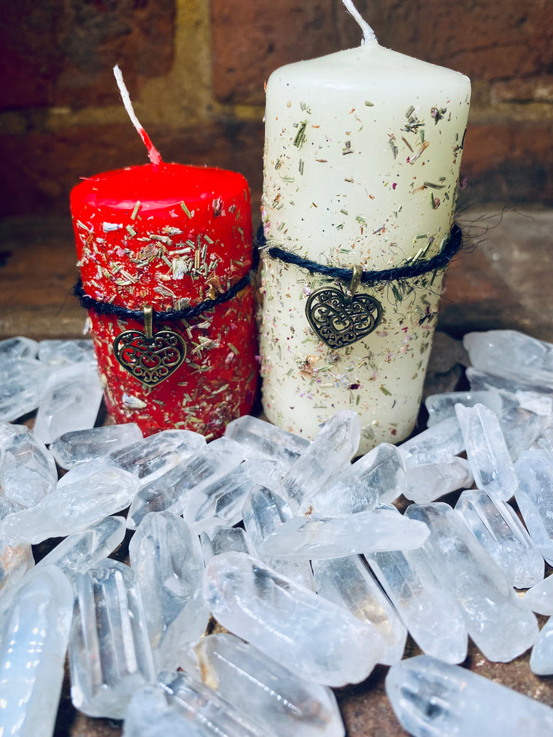 2 x Love / Self Love Dressed Pillar Candles | Wiccan | Pagan | Witchcraft | Aphrodite | Venus | Ritual | Love Spell