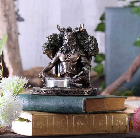 Cernunnos Tea-Light Holder 13.5cm | Witchcraft | Wiccan | Pagan | Deity | God | Horned God | Shrine | Occult | Goth