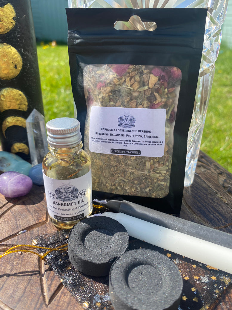 Baphomet Offering Spell Gift Set | Incense | Resin | Witchcraft | Wiccan | Pagan | Occult | Goth | Gothic | Oil | Spell | Protection Spell