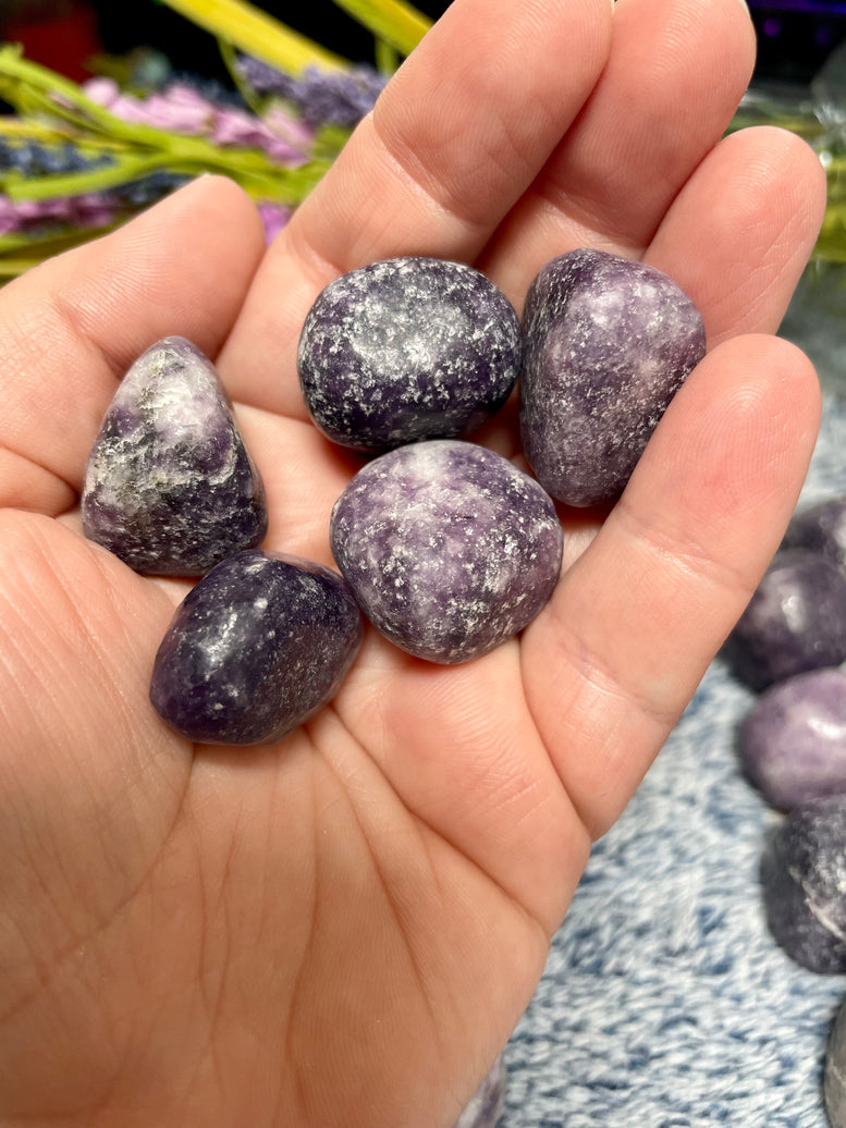 Natural Lepidolite Tumble Stones | Crystals | Reiki | Chakra | Witchcraft | Wiccan | Pagan | Polished | Gemstones | Crafts | Healing