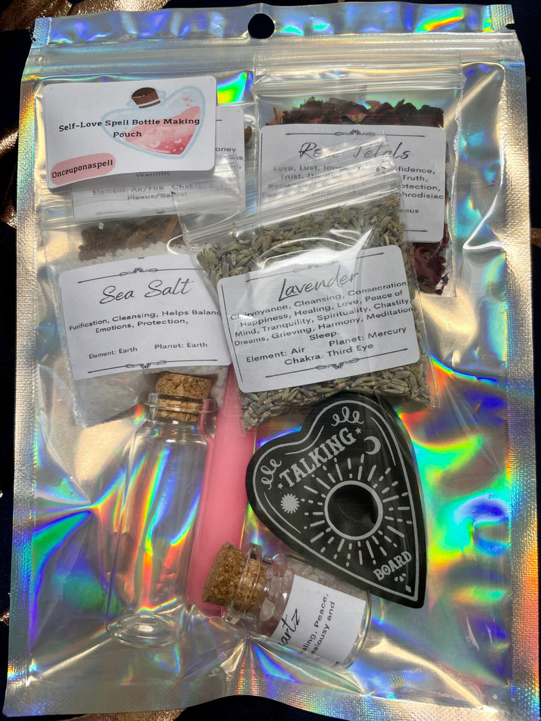 Self-love Spell Bottle Making Kit | Spell Bottle | Witchcraft | Wiccan | Pagan | Gift Set | Love | Spells | Bottles | Candle | Pink