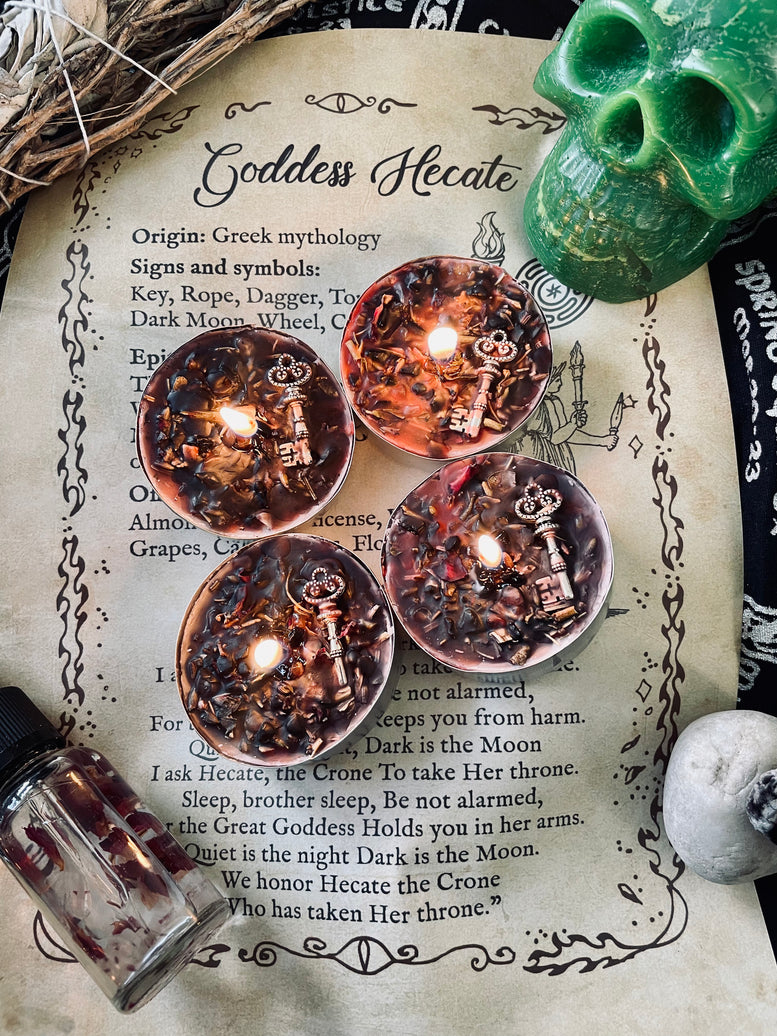 Goddess Hecate/Hekate Protection Ritual Spell Candles | Deity | Crossroads | Keys | Wiccan | Pagan | Witchcraft | Protection | Gift Set