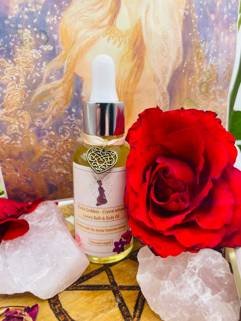 Exotic Goddess Luxury Bath & Body Oil | Feminine Energy | Crystal Infused | Wicca | Pagan | Witchcraft | Healing | Relax | Aromatherapy Spa