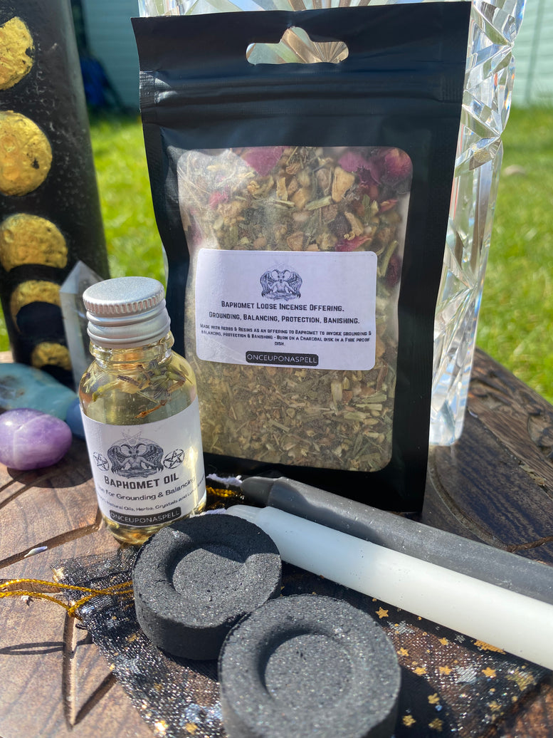 Baphomet Offering Spell Gift Set | Incense | Resin | Witchcraft | Wiccan | Pagan | Occult | Goth | Gothic | Oil | Spell | Protection Spell