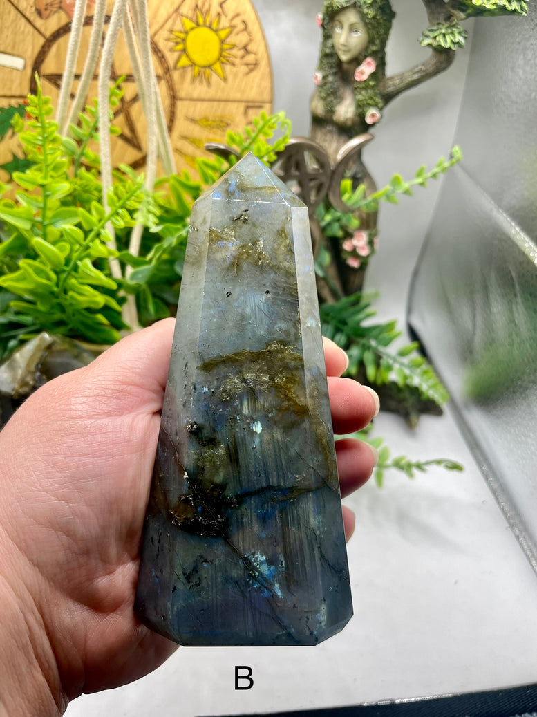 High Grade Flashy Labradorite Polished Towers/Points | Crystals | Reiki | Chakra | Gemstones | Shiny Rainbow Crystal | Home Decor | Rainbow