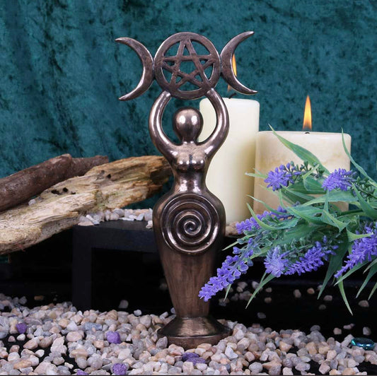 Triple Goddess Figurine Bronzed Wiccan Idol Ornament 20cm | Goddess | Triple Moon | Deity | Wiccan | Pagan | Witchcraft