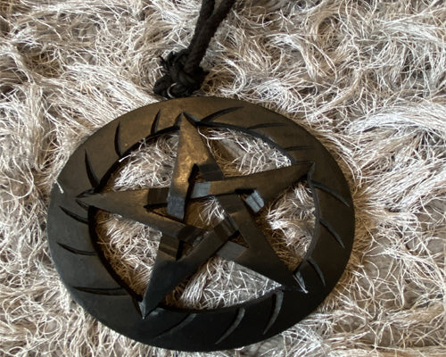 Black Hanging Wooden Pentagram