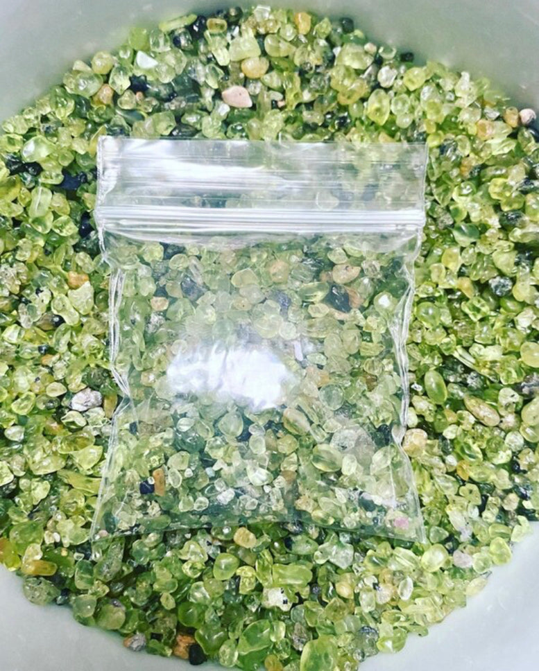 50g Peridot Crystal Chips | Gemstones | Crafts | Natural Crystals | Arts And Crafts | Spell Bottles | Healing Stones