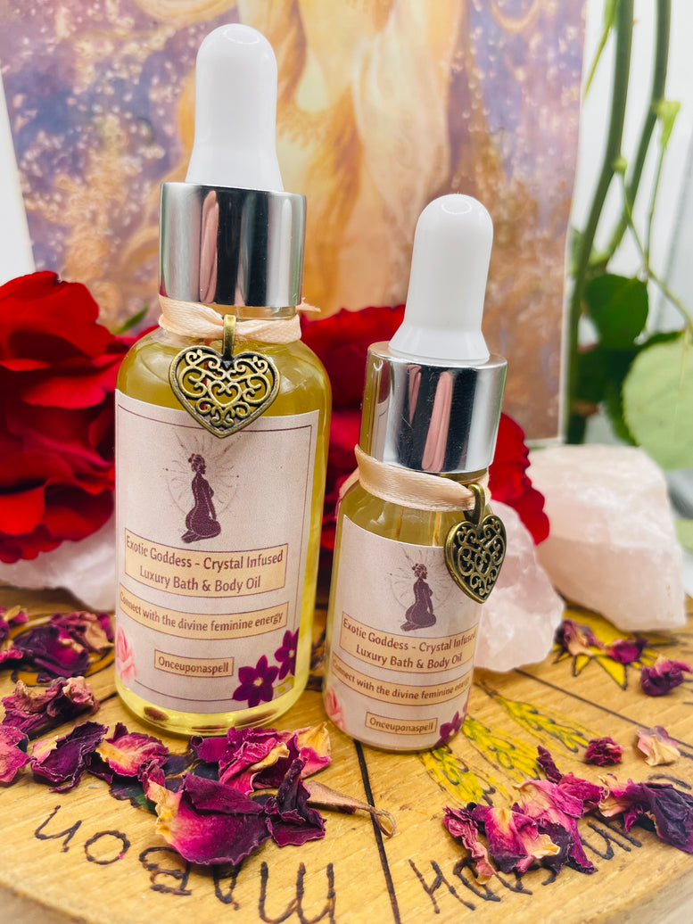 Exotic Goddess Luxury Bath & Body Oil | Feminine Energy | Crystal Infused | Wicca | Pagan | Witchcraft | Healing | Relax | Aromatherapy Spa