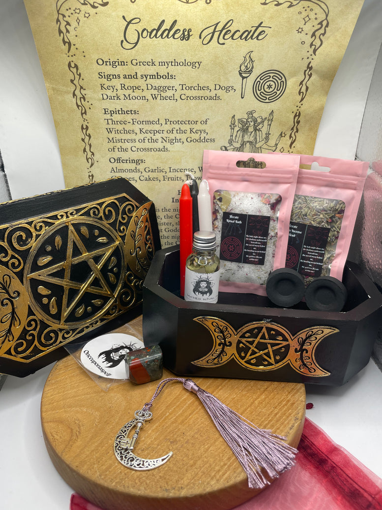 Goddess Hecate/Hekate Altar Box and Supplies | Deity | Triple Moon | Wicca | Pagan | Witchcraft | Goddess | Crossroads | Spells | Rituals