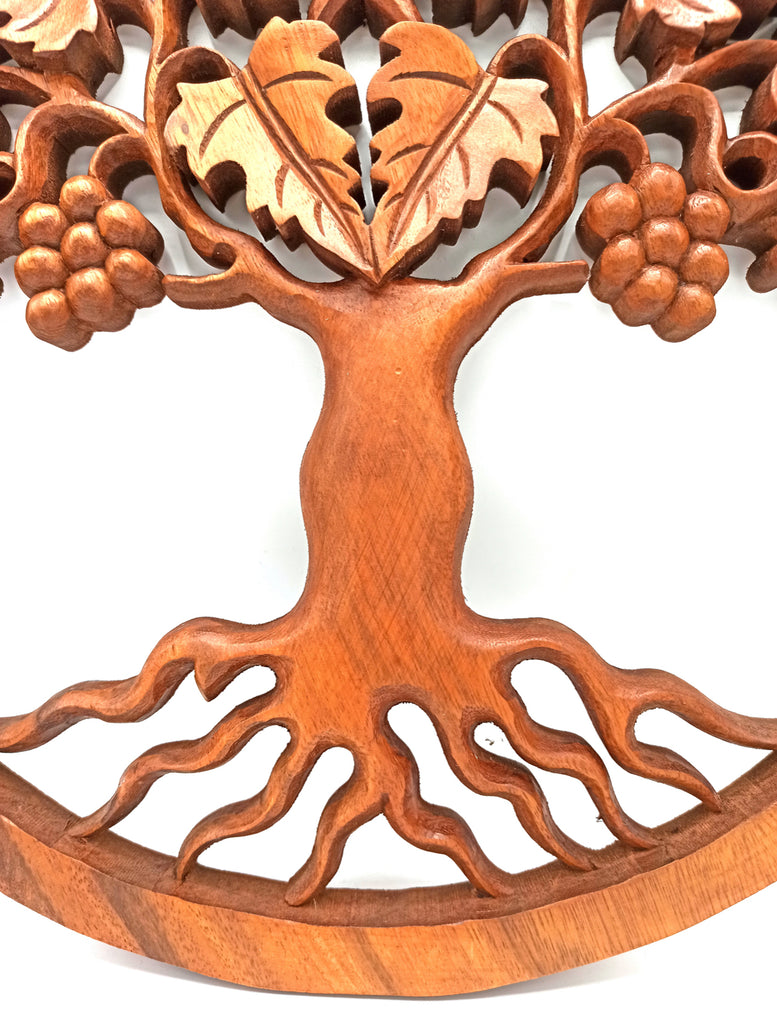 Large Tree of Life Grapes Panel - 40cm | Suar Wood | Decoration | Wall Hanging | Wall Art | Spirituality | Wiccan | Pagan | Gift | Boho