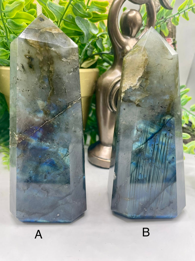 High Grade Flashy Labradorite Polished Towers/Points | Crystals | Reiki | Chakra | Gemstones | Shiny Rainbow Crystal | Home Decor | Rainbow