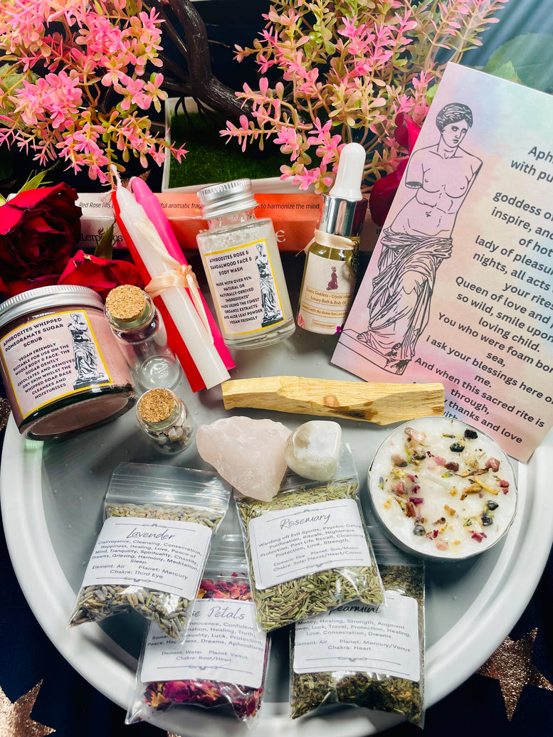 Aphrodites Embrace Self Care Gift Set | Spells | Goddess | Deity | Love | Healing | Crystals | Wicca | Pagan | Witchcraft | Skin Care | Oils
