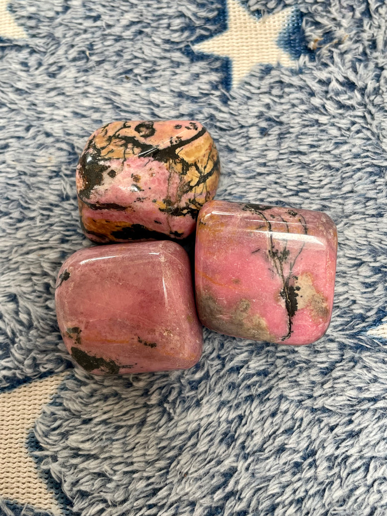 Natural Rhodonite Tumble stones | Crystals | Reiki | Chakra | Witchcraft | Wiccan | Pagan | Stones | Healing | Crafts | Gemstones