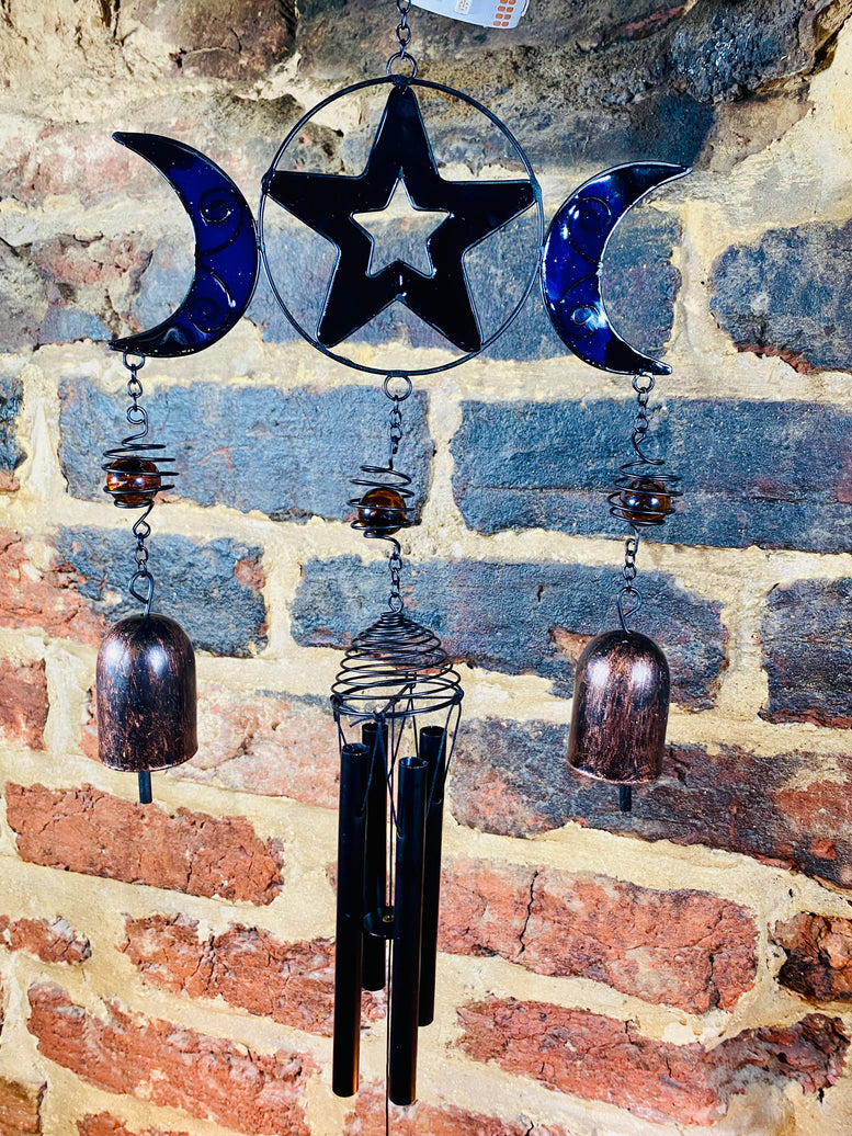 Triple Moon Wind Chime with Bells | Witches Bells | Garden | Wicca | Pagan | Witchcraft | Triple Moon