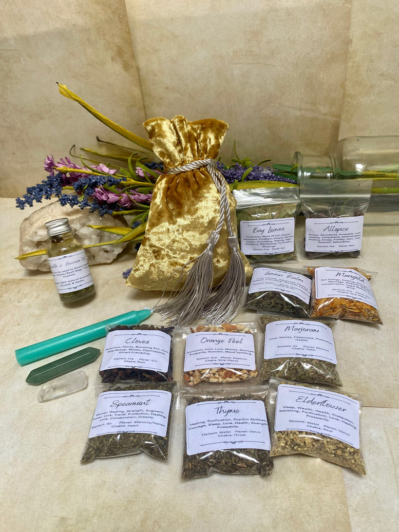 Wealth & Success Spell Bag Making Kit | JuJu | Mojo | Love | Self Love | Pagan | Witchcraft | Wiccan | Spell | Love Spell | Herbs | Oils