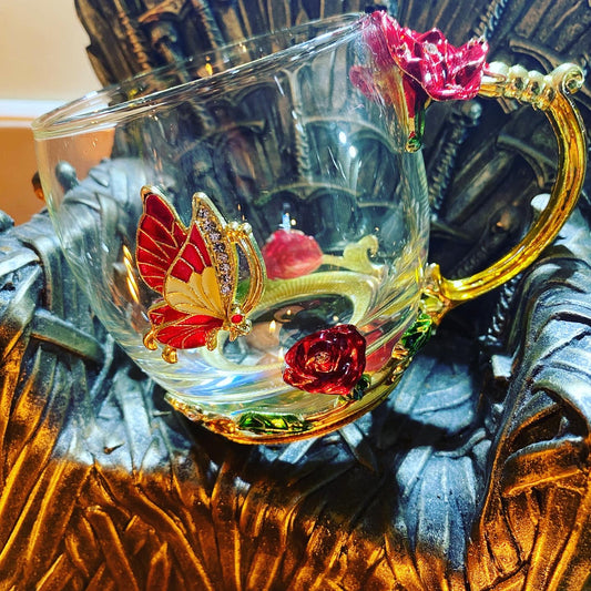 Witches Brew Glass Butterfly Teacup Tea Set