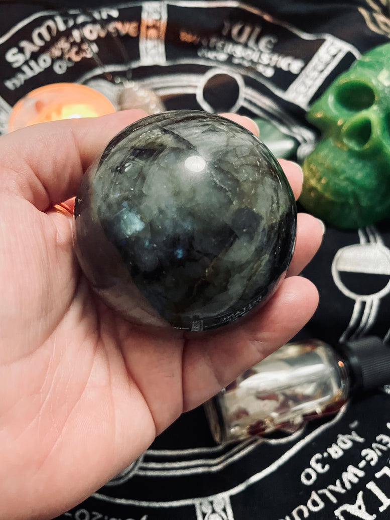 Natural Labradorite Sphere/Ball | 7cm | Crystal | Crystal Ball | Reiki | Chakra | Scrying | Divination | Witchcraft | Wiccan | Pagan | Gift
